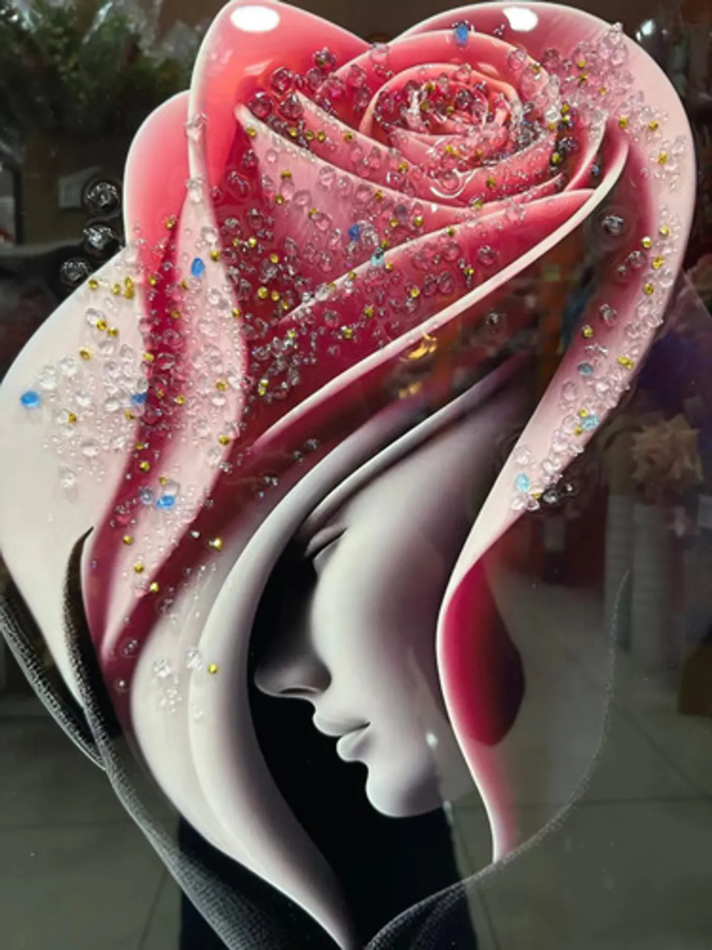 Cuadro Decorativo De Pared En Relieve 3d Con Diseño Rosa 5