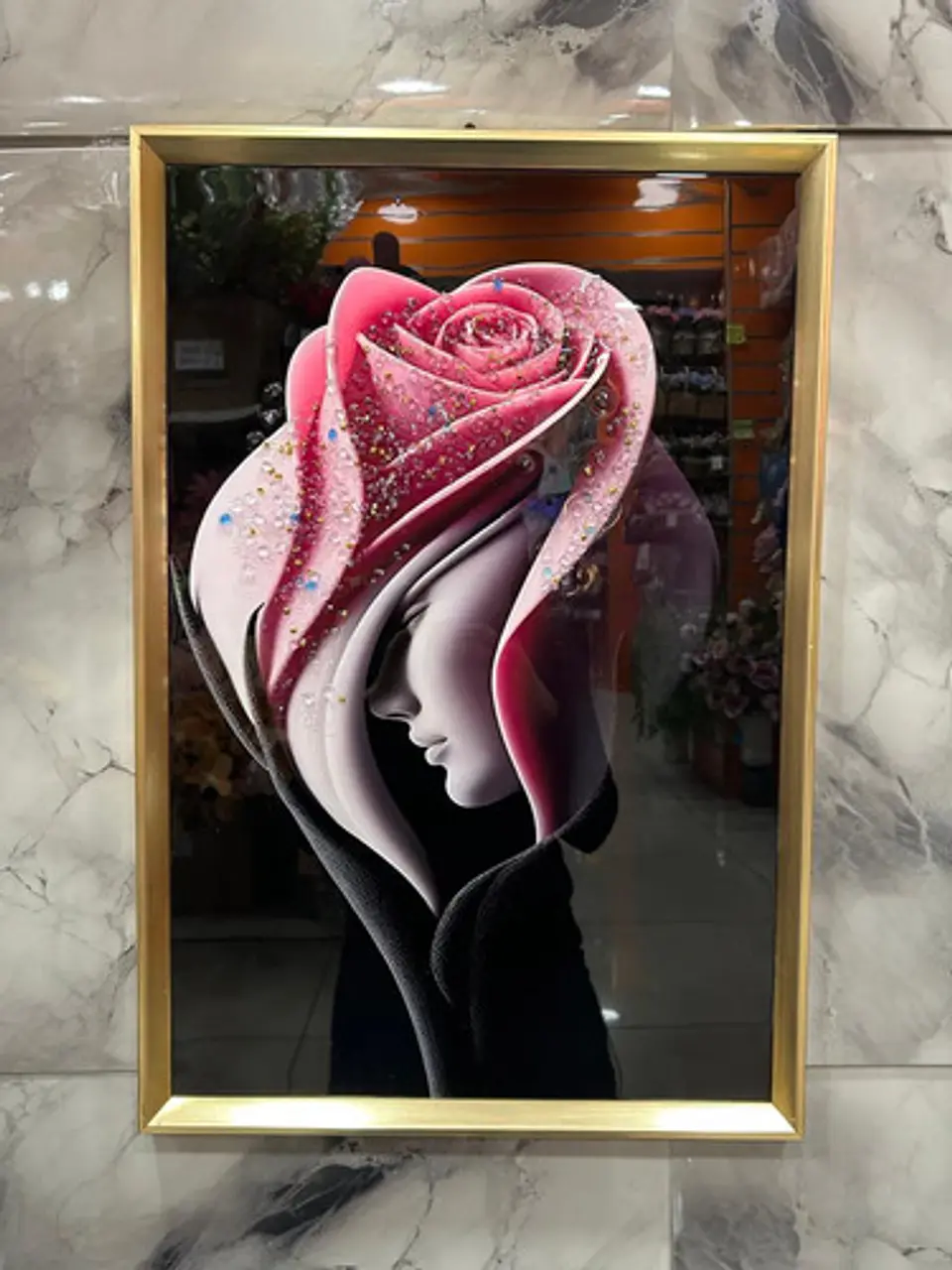 Cuadro Decorativo De Pared En Relieve 3d Con Diseño Rosa 6