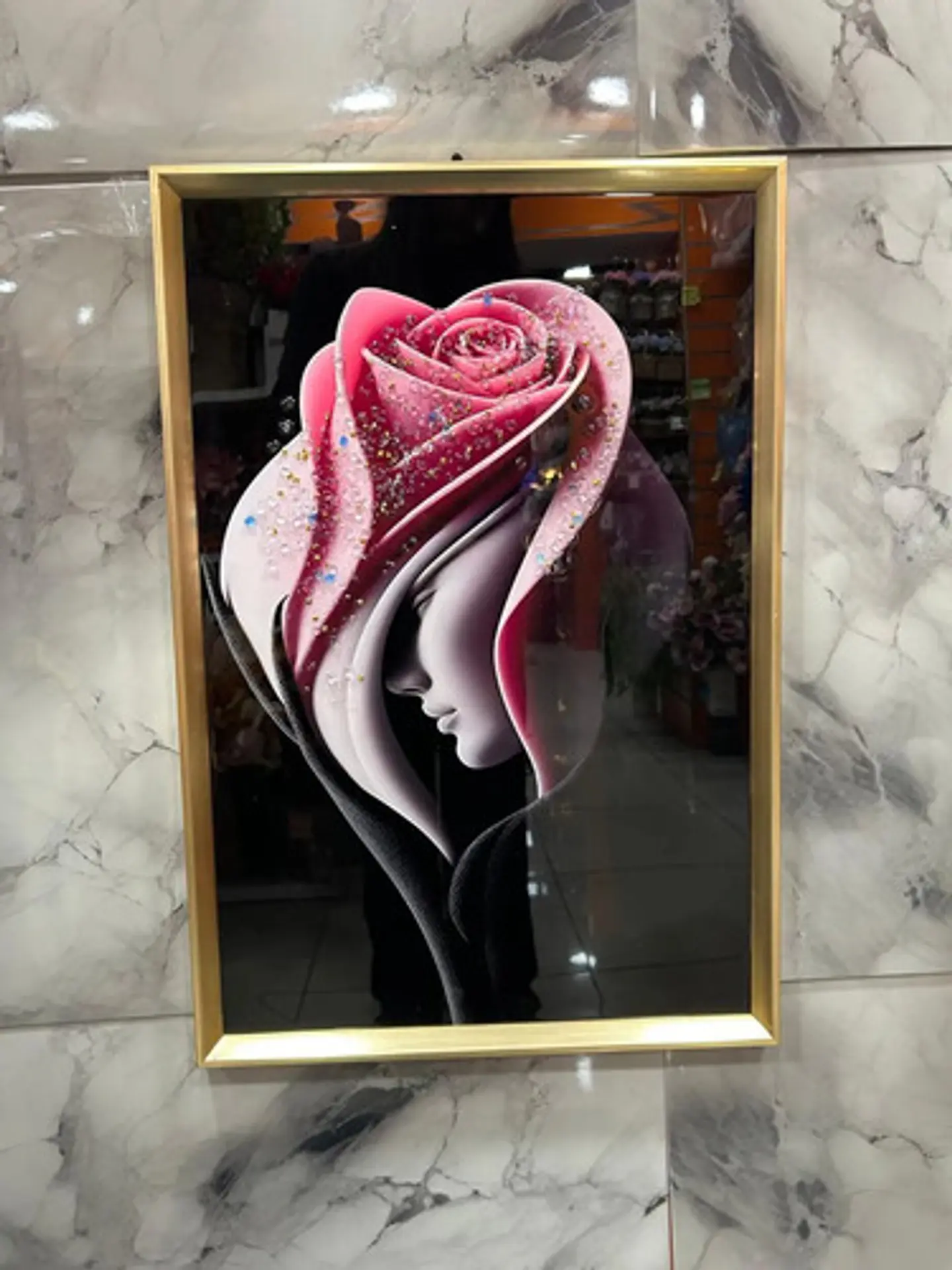 Cuadro Decorativo De Pared En Relieve 3d Con Diseño Rosa 7