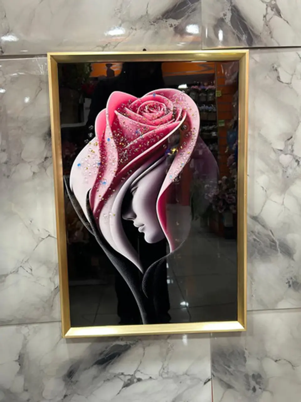 Cuadro Decorativo De Pared En Relieve 3d Con Diseño Rosa 7