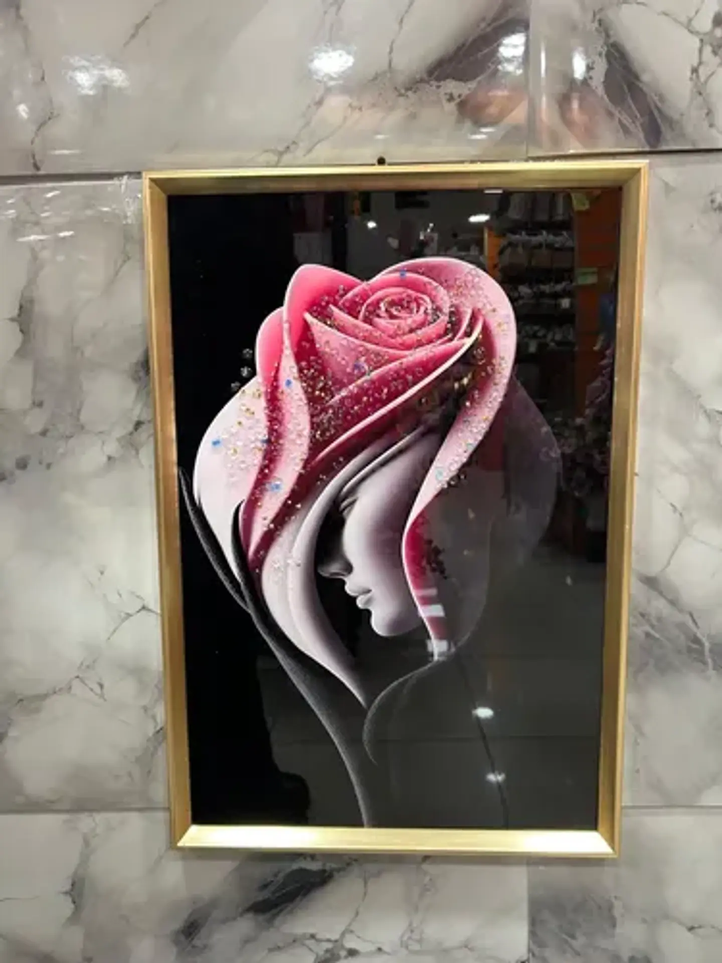 Cuadro Decorativo De Pared En Relieve 3d Con Diseño Rosa 8