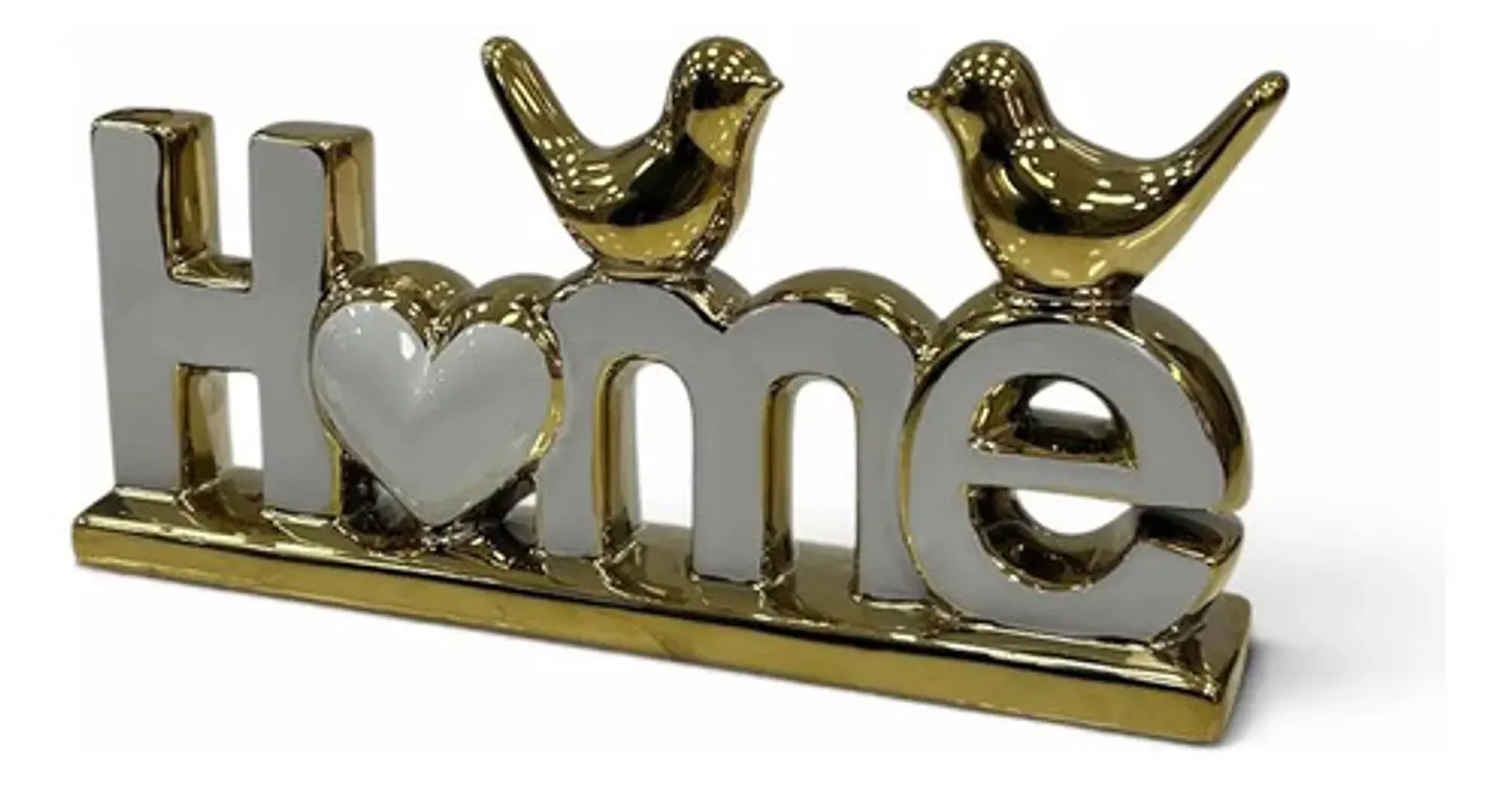 Adorno Decorativo Home Dorado Con Pájaros 2