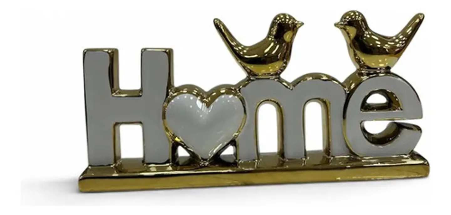 Adorno Decorativo Home Dorado Con Pájaros 3