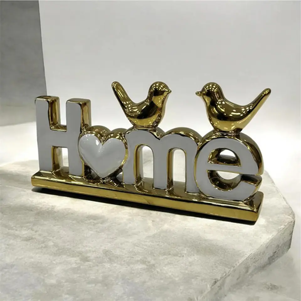 Adorno Decorativo Home Dorado Con Pájaros 4