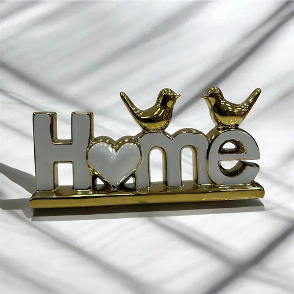 Adorno Decorativo Home Dorado Con Pájaros 5