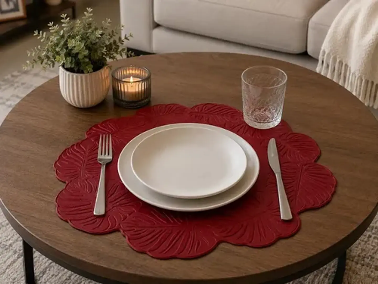 Individual De Mesa Decorativo Con Diseño De Hojas 2 Unidades 2