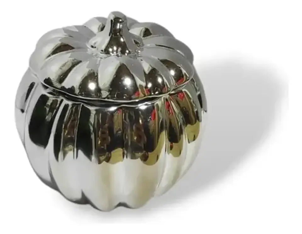 Adorno Decorativo En Forma De Calabaza Con Tapa Plateada 4