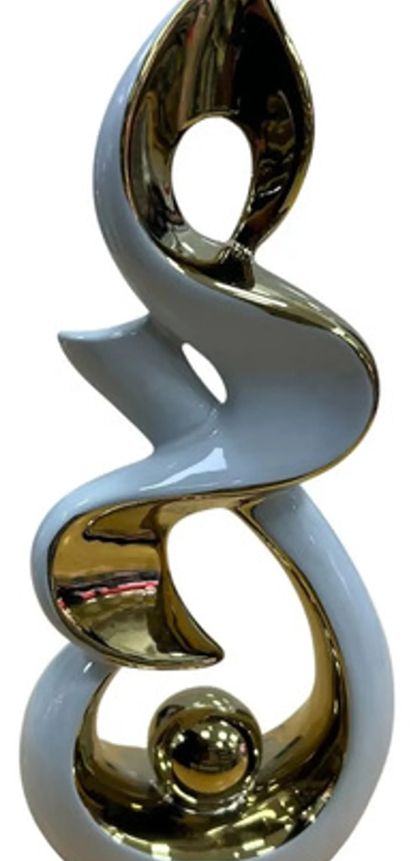 Figura Decorativa Moderna Blanco Y Dorado  Diseño Abstracto 7