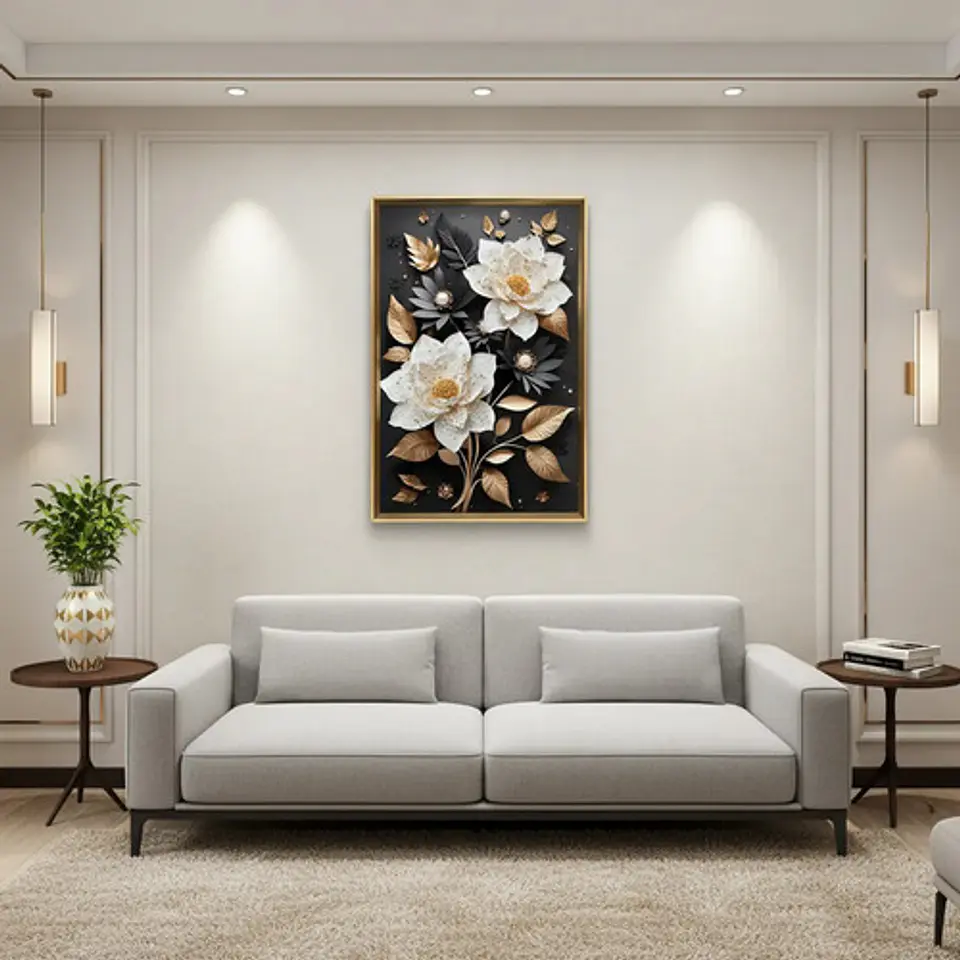 Cuadro Decorativo De Pared En Relieve 3d Con Diseño Flores 2