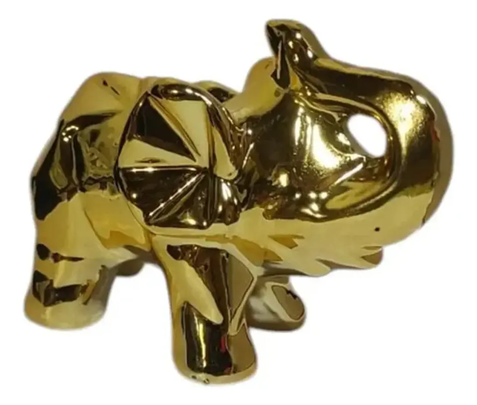 Adorno De Elefante Decorativo Elegante Pequeño Dorado 8