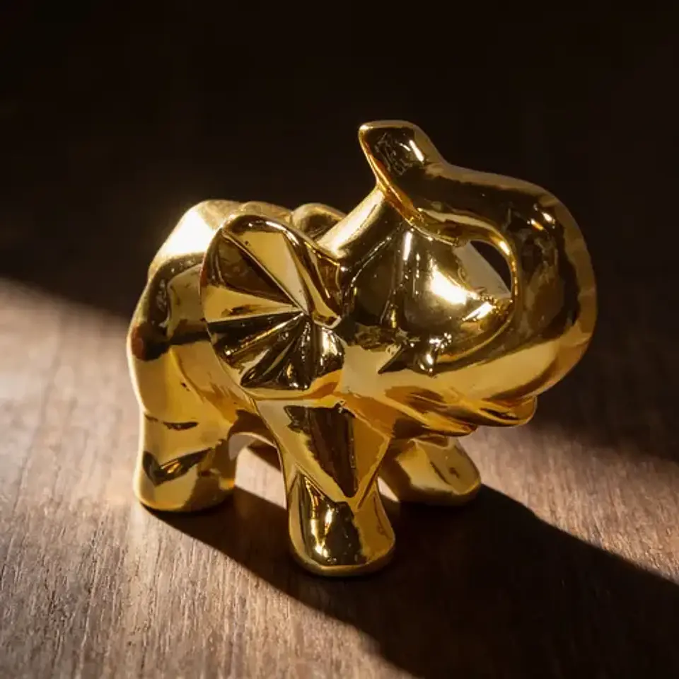 Adorno De Elefante Decorativo Elegante Pequeño Dorado 9