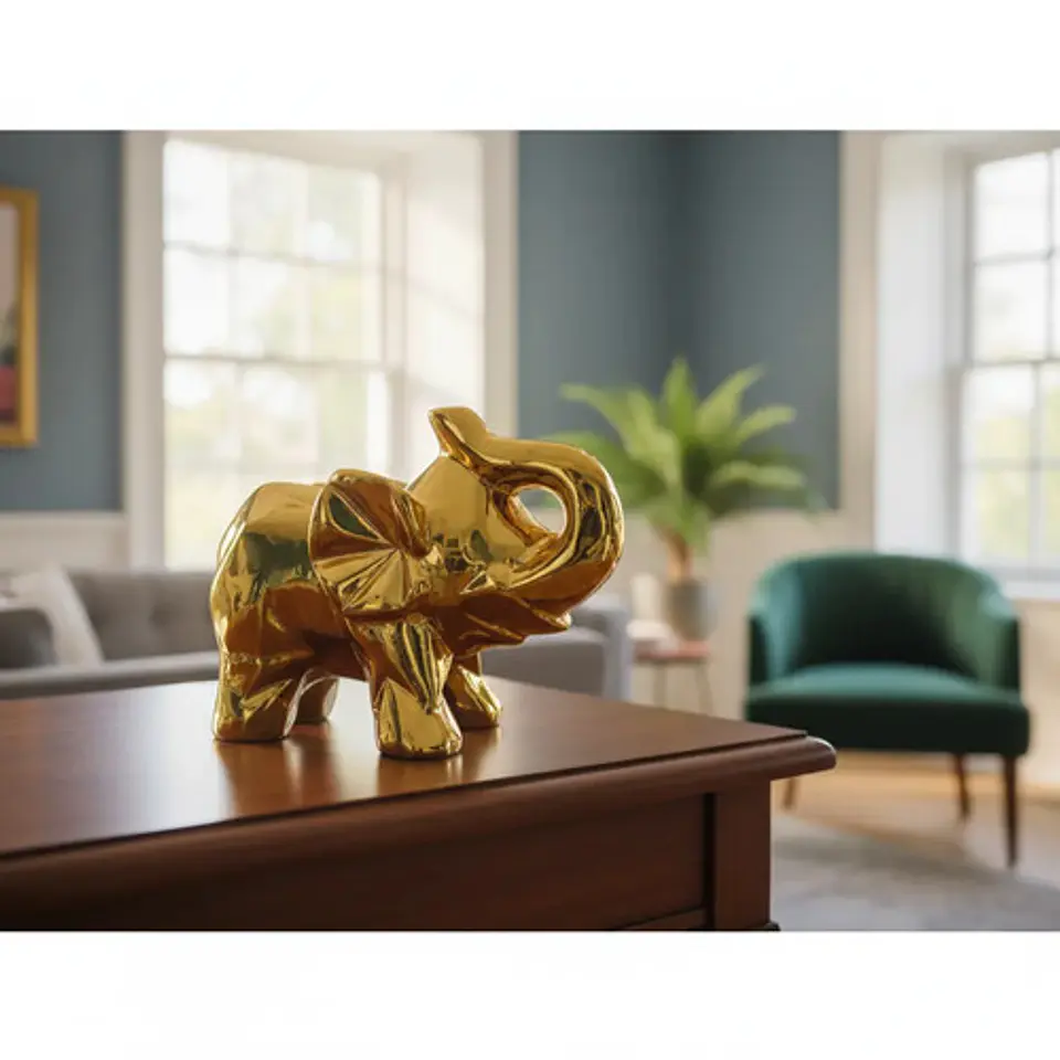 Adorno De Elefante Decorativo Elegante Pequeño Dorado 10