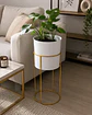 Macetero Decorativo Con Base Metálica Elevada Elegante - Miniatura 2
