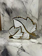 Jarrón Decorativo De Hojas Blanco Y Dorado Para Flores - Miniatura 1