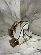 Jarrón Decorativo De Hojas Blanco Y Dorado Para Flores - Miniatura 8