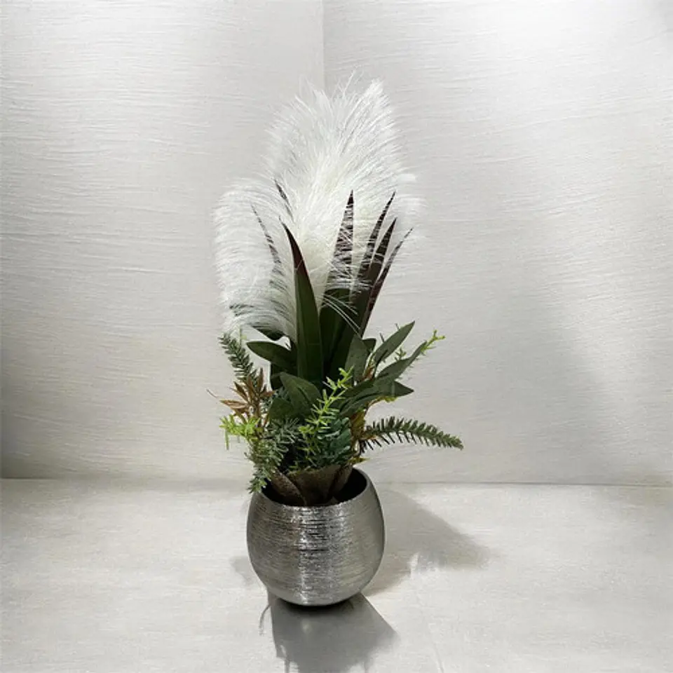 Jarrón Decorativo Plateado Texturizado Moderno 6