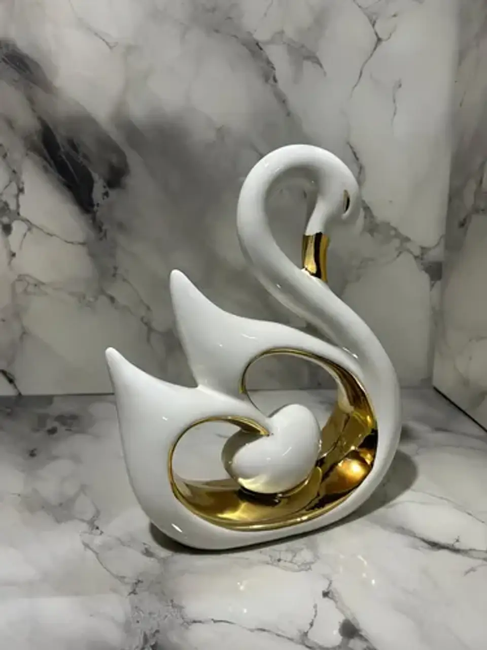 Set De 2 Adornos Decorativos Cisnes Con Corazón 3