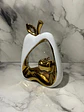 Adorno Decorativo En Forma De Manzana Blanco Y Dorado - Miniatura 3