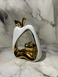 Adorno Decorativo En Forma De Manzana Blanco Y Dorado - Miniatura 5