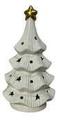 Árbol De Navidad Cerámico Blanco Con Luz Adorno Decorativo - Miniatura 2