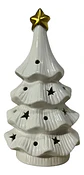 Árbol De Navidad Cerámico Blanco Con Luz Adorno Decorativo - Miniatura 4