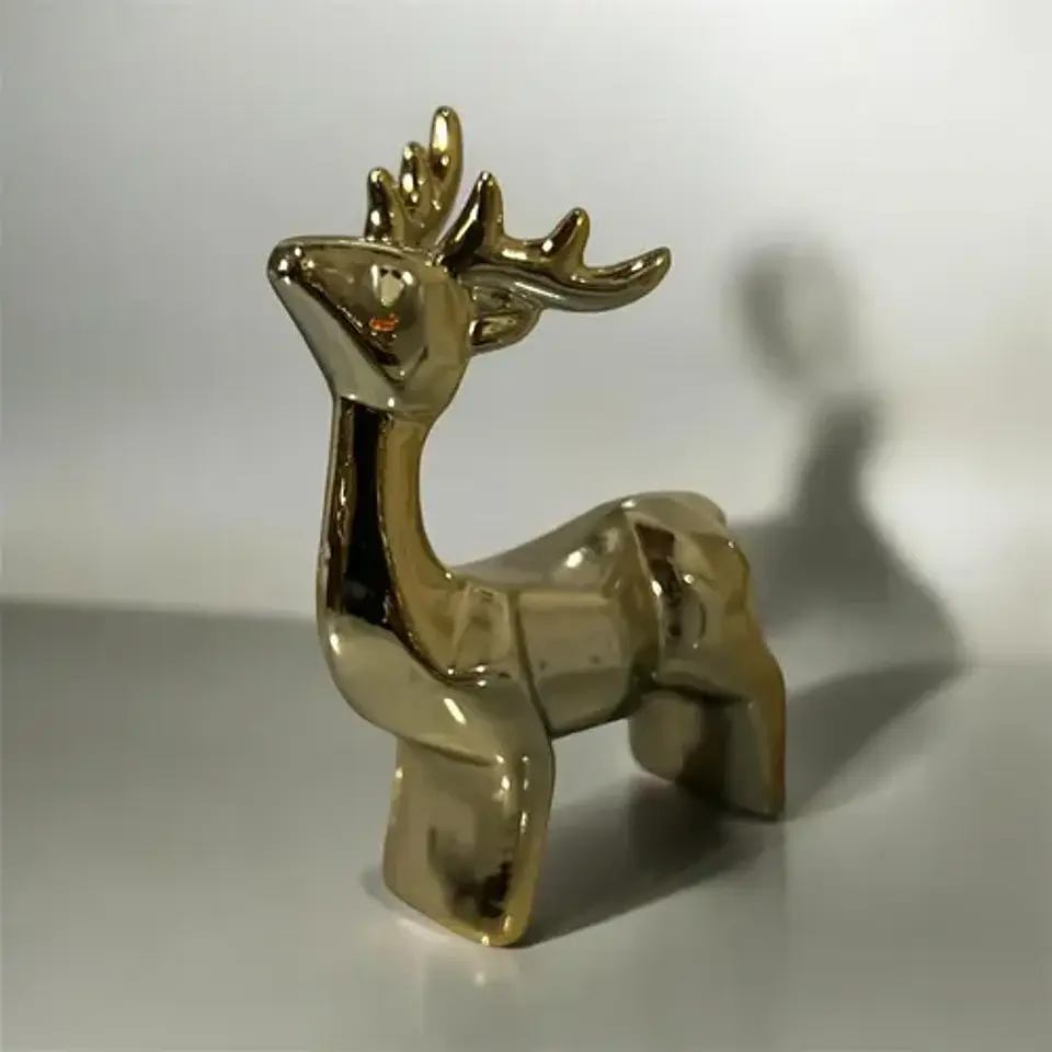 Ciervo Navideño De Cerámica Con Luz Adorno Decorativo 15 Cm 1