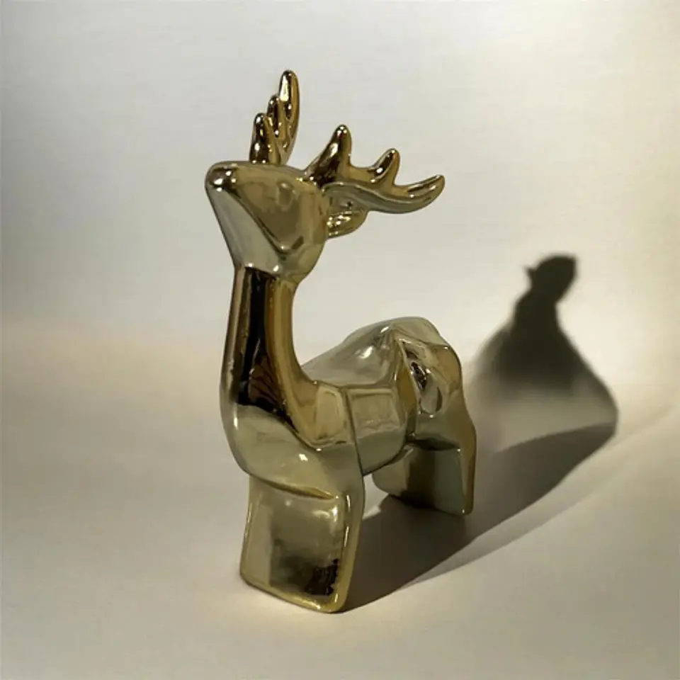 Ciervo Navideño De Cerámica Con Luz Adorno Decorativo 15 Cm 5