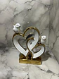 Figura Decorativa De Corazones Con Pájaros Blanco Y Dorado - Miniatura 1