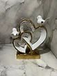 Figura Decorativa De Corazones Con Pájaros Blanco Y Dorado - Miniatura 4
