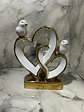 Figura Decorativa De Corazones Con Pájaros Blanco Y Dorado - Miniatura 8