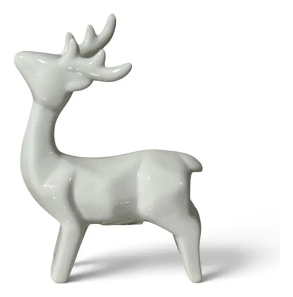 Ciervo Navideño De Cerámica Con Luz Adorno Decorativo 15 Cm 3