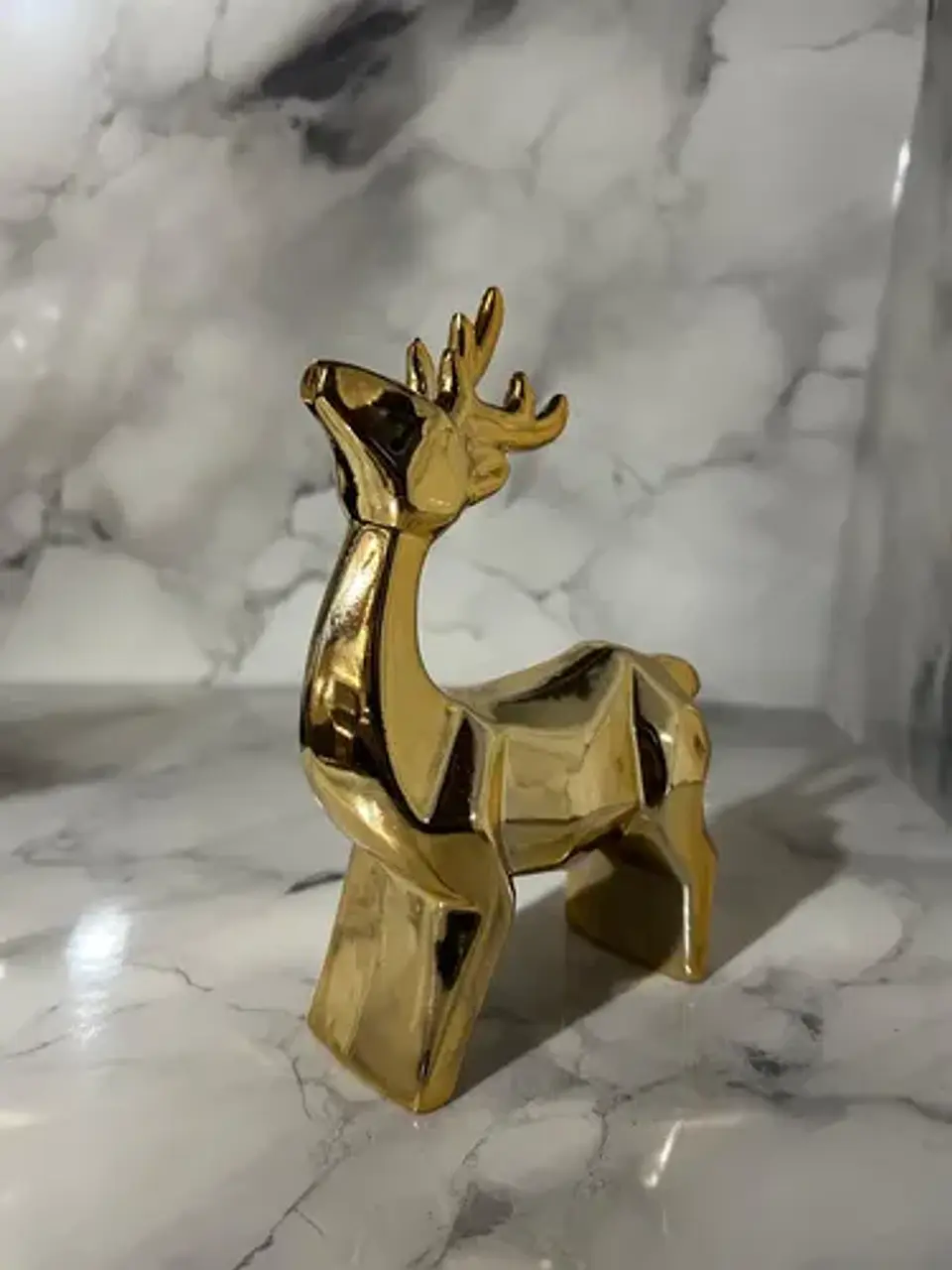Ciervo Navideño De Cerámica Con Luz Adorno Decorativo 19,5cm 1