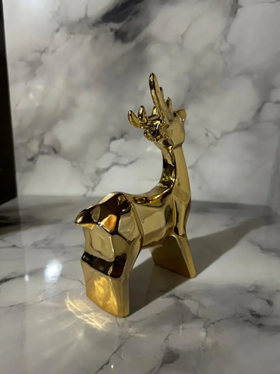 Ciervo Navideño De Cerámica Con Luz Adorno Decorativo 19,5cm 2