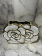 Jarrón Decorativo Para Flores Artificiales Blanco Y Dorado - Miniatura 7