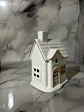 Casita Navideña De Cerámica Blanca Con Luz Adorno - Miniatura 9