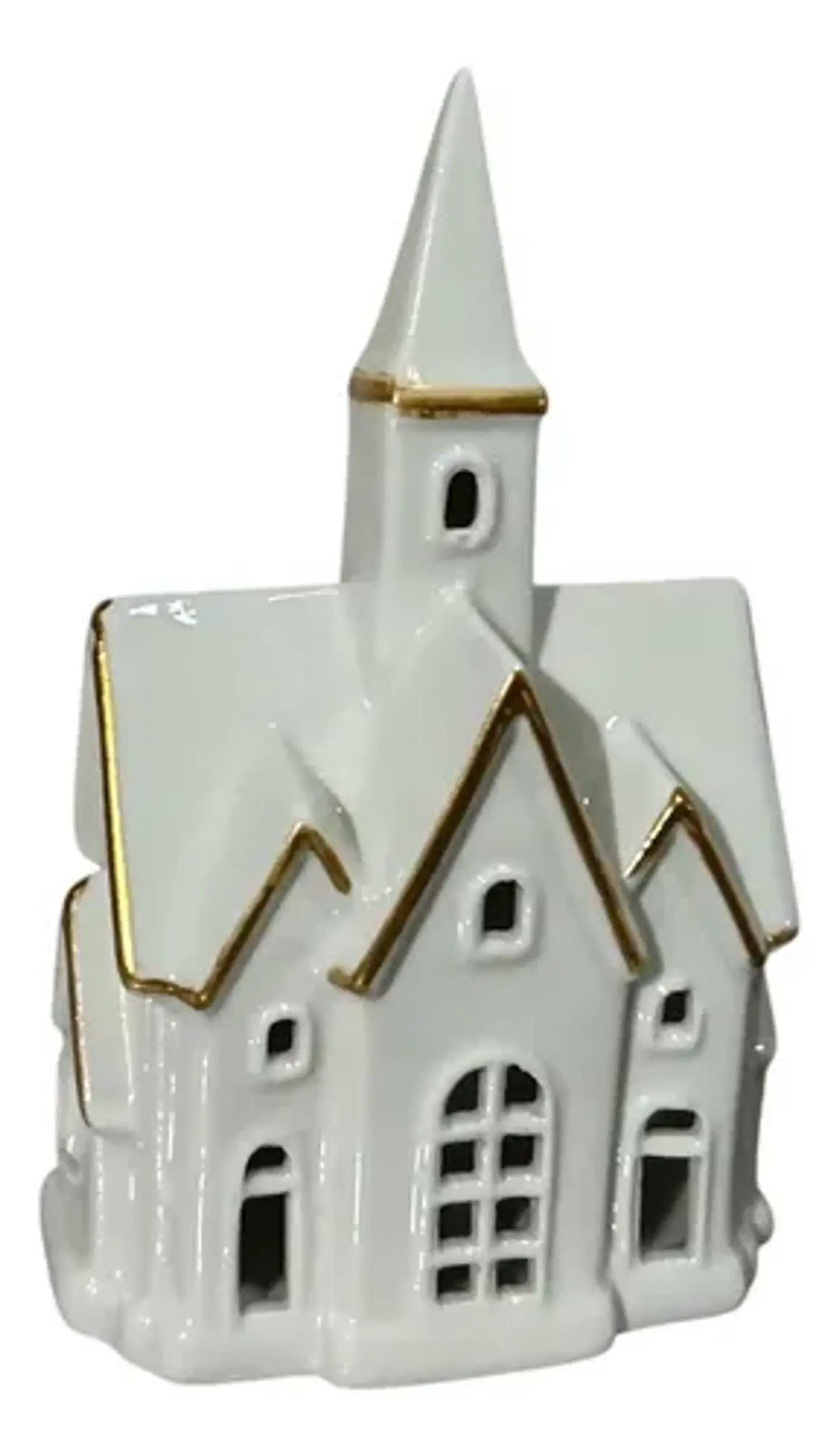 Casita Navideña De Cerámica Blanca Con Luz Adorno Decorativo 9