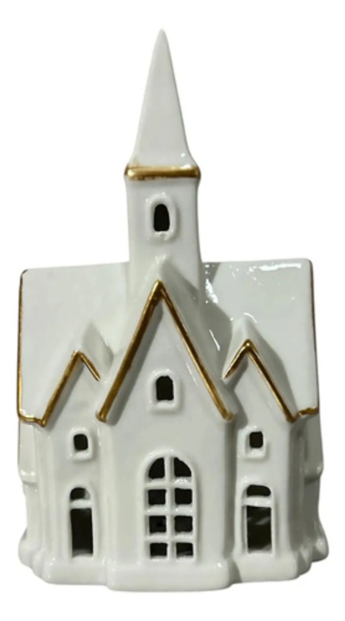 Casita Navideña De Cerámica Blanca Con Luz Adorno Decorativo 10