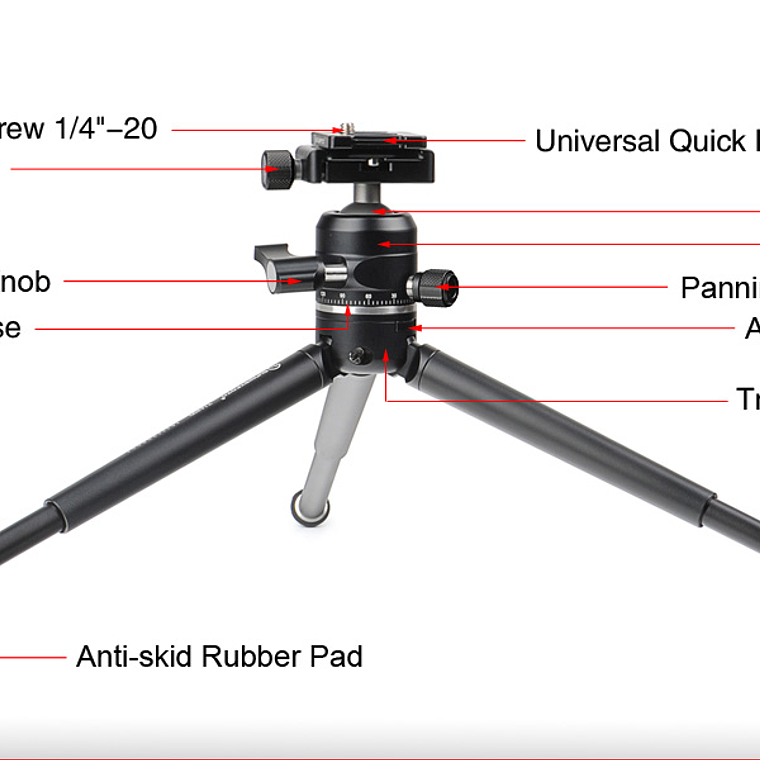 Sunwayfoto T1a20d-t Mini Tripode Aluminio De Mesa Ballhead 6