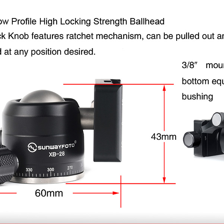 Sunwayfoto T1a20d-t Mini Tripode Aluminio De Mesa Ballhead 8