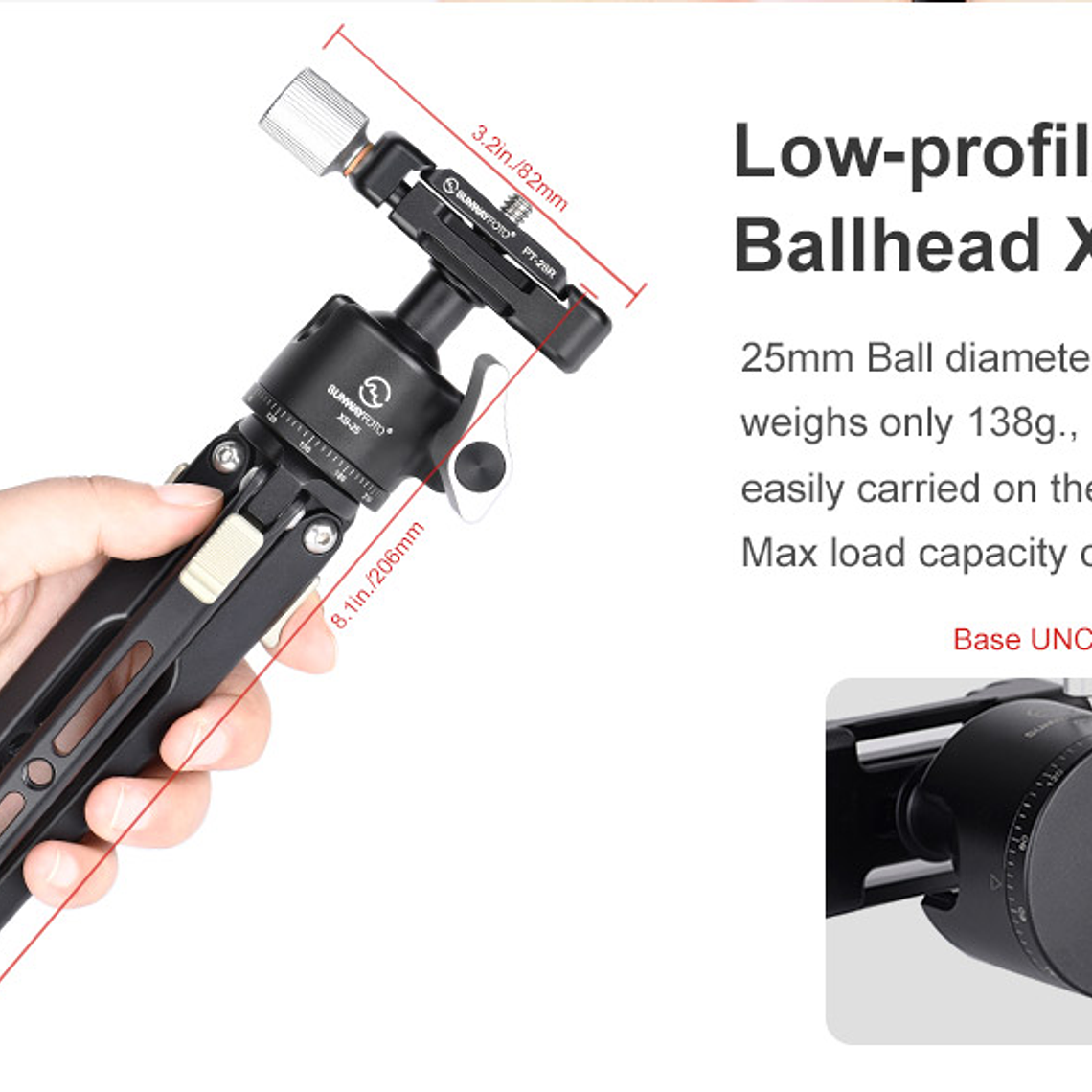 Sunwayfoto T1a12+xb-25 Mini Tripode De Mesa Con Cabezal 10