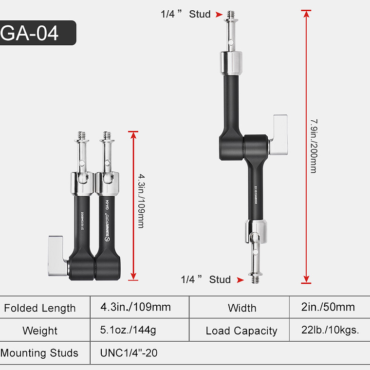 Sunwayfoto Ga-04 Brazo Magico De Alta Resistencia De Bloqueo 13