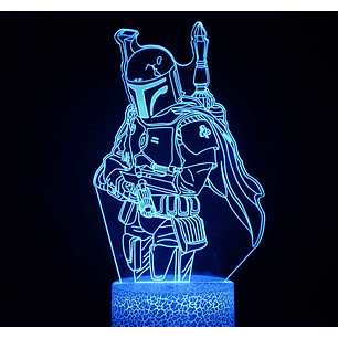Lampara 3d Led (Base negra) Starwars Mandalorian