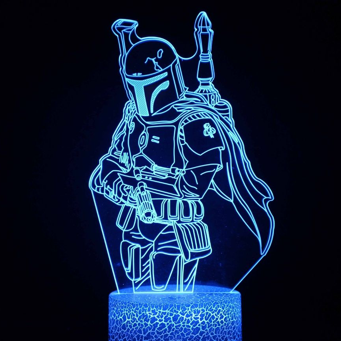 Lampara 3d Led (Base negra) Starwars Mandalorian 1
