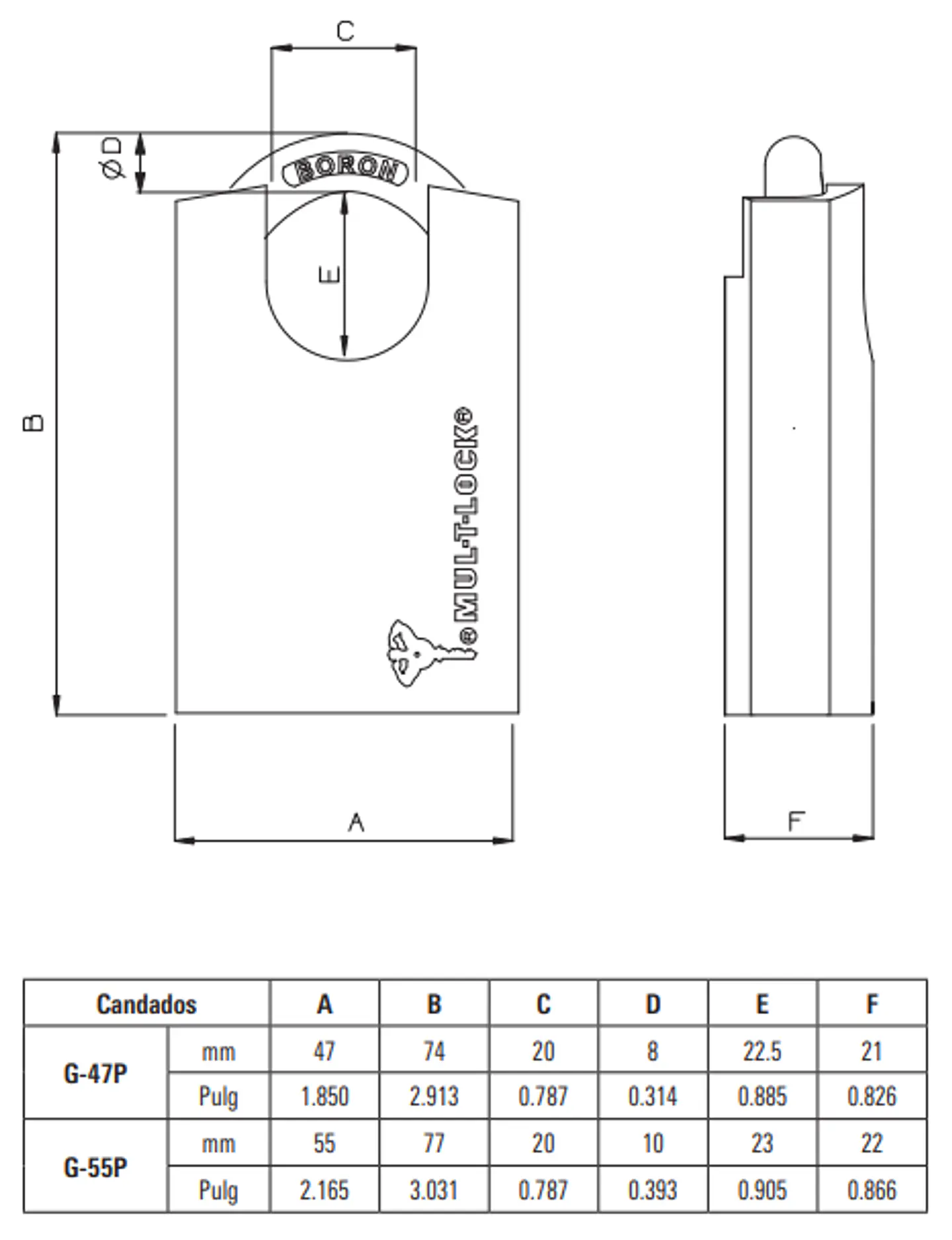 CANDADO SERIE G ARCO PROTEGIDO MUL-T-LOCK 3