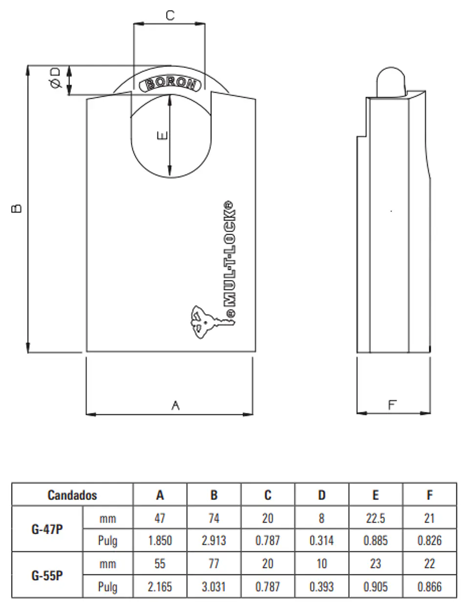 CANDADO SERIE G ARCO PROTEGIDO MUL-T-LOCK 3