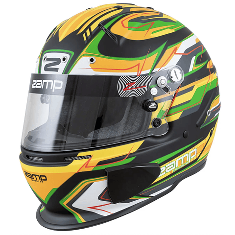 CASCO ZAMP PARA ADULTO MODELO 70E VERDE MATE NEGRO AMARILLO SNELL SA 2020 TALLA XL EN OFERTA