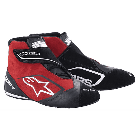 BOTAS FIA/AUTO RACING ALPINESTRAS MODELO SP + EN COLOR NEGRO ROJO EN TALLA 6.5 USA ADULTO