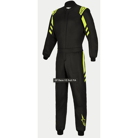 TRAJE ALPINESTARS FIA/AUTO RACING 2026 GP RACE V3 BLACK YELLOW FLUO TALLA 54