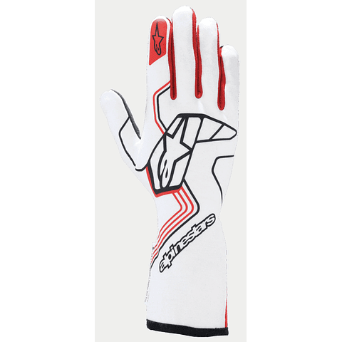 GUANTE ALPINESTARS ( AUTO/FIA-SFI Y KART ) TECH 1 RACE V4  WHITE RED TALLA M ADULTO