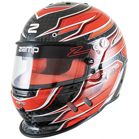 CASCO ZAMP PARA ADULTO MODELO 67D SNELL SA 2025 EN FIBRA DE CARBONO TALLA M ROJO MATE 